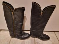 BRONX Lederstiefel schwarz mit goldenem Zier-Reißverschluss Saarland - Lebach Vorschau