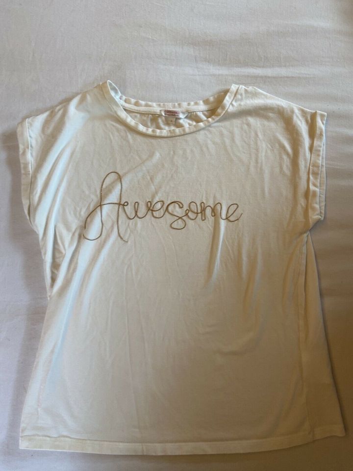 Shirt von Clockhouse Gr. L weiß gold Awesome in Eußenheim
