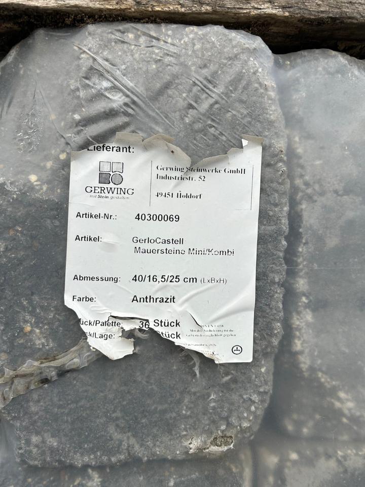 (M15) 10€ Abverkauf Gerwing Mauerstein 40x16,5x25 cm Anthrazit in Holdorf