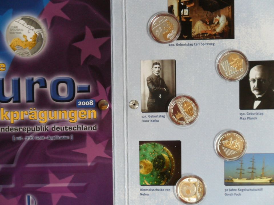 Deutschland BRD 2008 10 Euro PP  5 x  Gedenkpr.kompl. mit Goldapl in Immenstadt