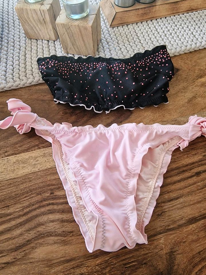 Mädchen Bikini Badeanzug 134 140 rosa Glitzer in Teisnach