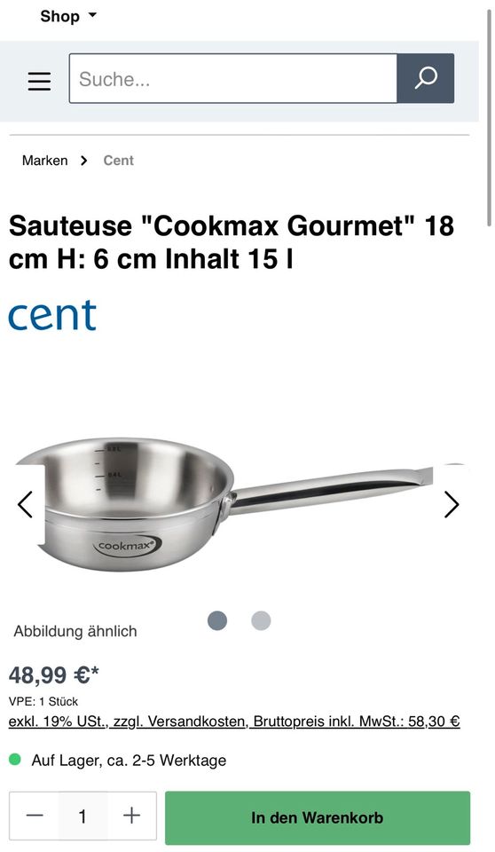 Pfanne, Schmorpfanne, Sauteuse Cookmax Gourmet, NEU! in München