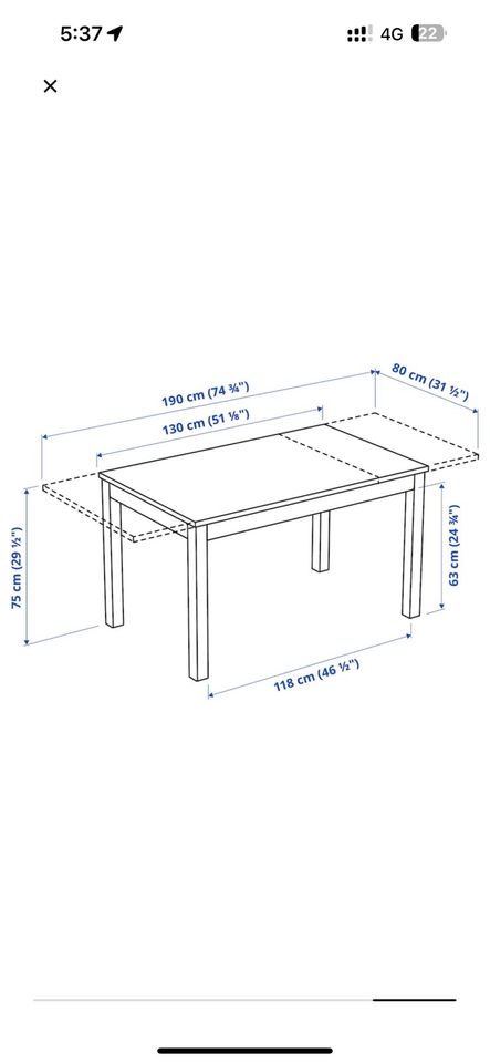 IKEA LANEBERG Essetisch 4-6 Personen 130/190*80cm Ausziehbar in Essen