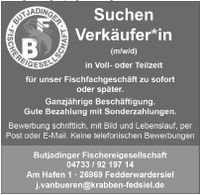 Verkäufer*in für Fischfachgeschäft Niedersachsen - Butjadingen Vorschau