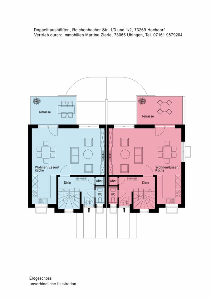 Neubauprojekt in Hochdorf, schöne DHH, 2 Terrassen, Balkon, Garten, KfW55, Carport und Stellplatz in Hochdorf