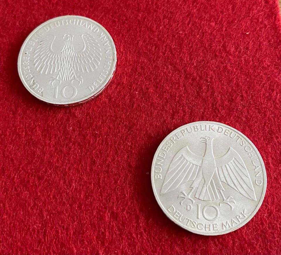 Zwei 10 DM Gedenkmünzen Olympische Spiele 1972 München in Göppingen