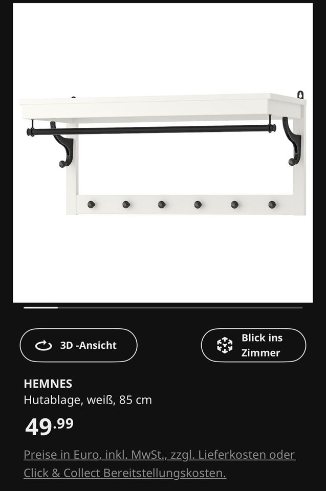 Ikea Hemmnes Garderobe Hutablage + Schuhregal Bank Weiß 2 Teilig in Weßling