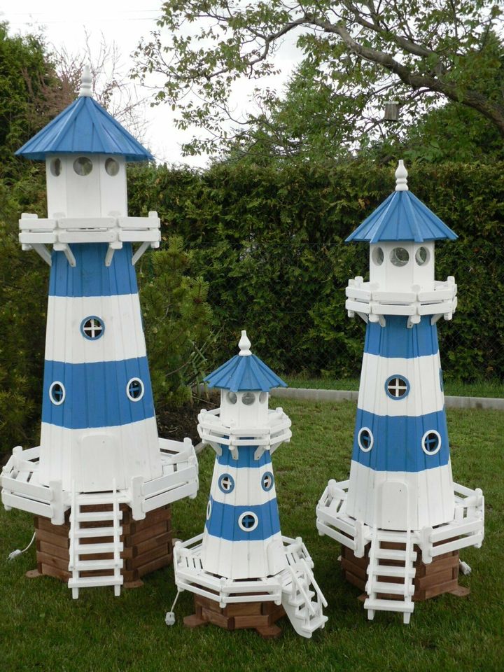 Leuchtturm 2,20m blau-weiß, Ausstellung inkl.Versand, Kiefer, Neu in Wimmelburg