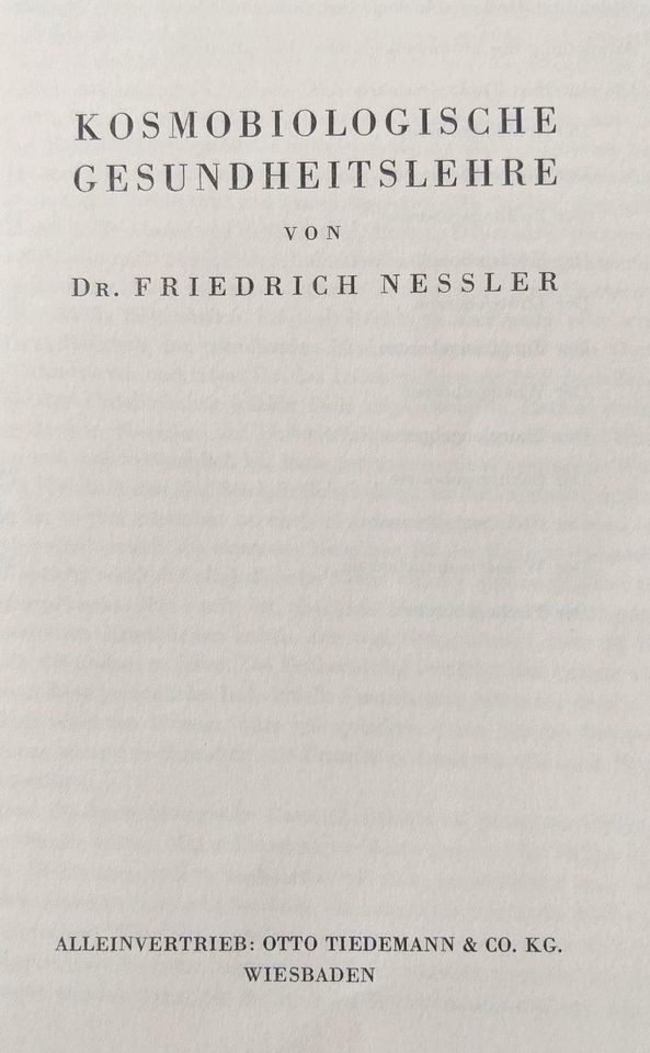 Kosmobiologische Gesundheitslehre von Dr. Friedrich Nessler in Uslar