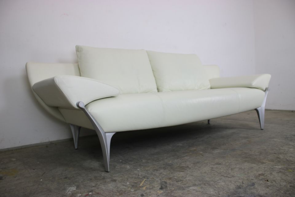 Rolf Benz Modell 1600 Sofa Leder Beige Dreisitzer Designer Couch in Berlin