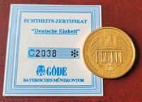 Goldmünze 1990 Einheit Zertifikat BRD DDR vergoldet PP DM Mark PF Sachsen - Neukirch/Lausitz Vorschau