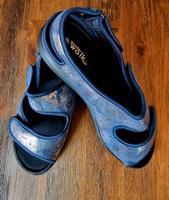 dunkelblaue/goldene Sandalen Größe 41/42 Bayern - Erdweg Vorschau