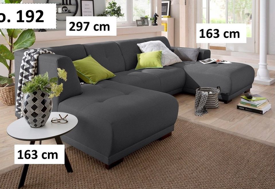 Wohnlandschaft Sofa u-form xxl 297 cm Anthrazit Webstoff NEU in Hamburg