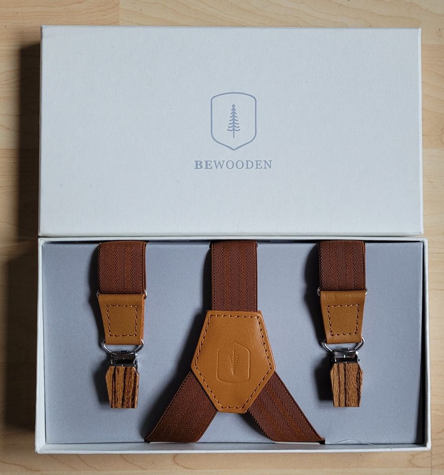 BEWOODEN Holz Hosenträger Cognac Suspenders Hochzeit TOP!!! in Saarbrücken