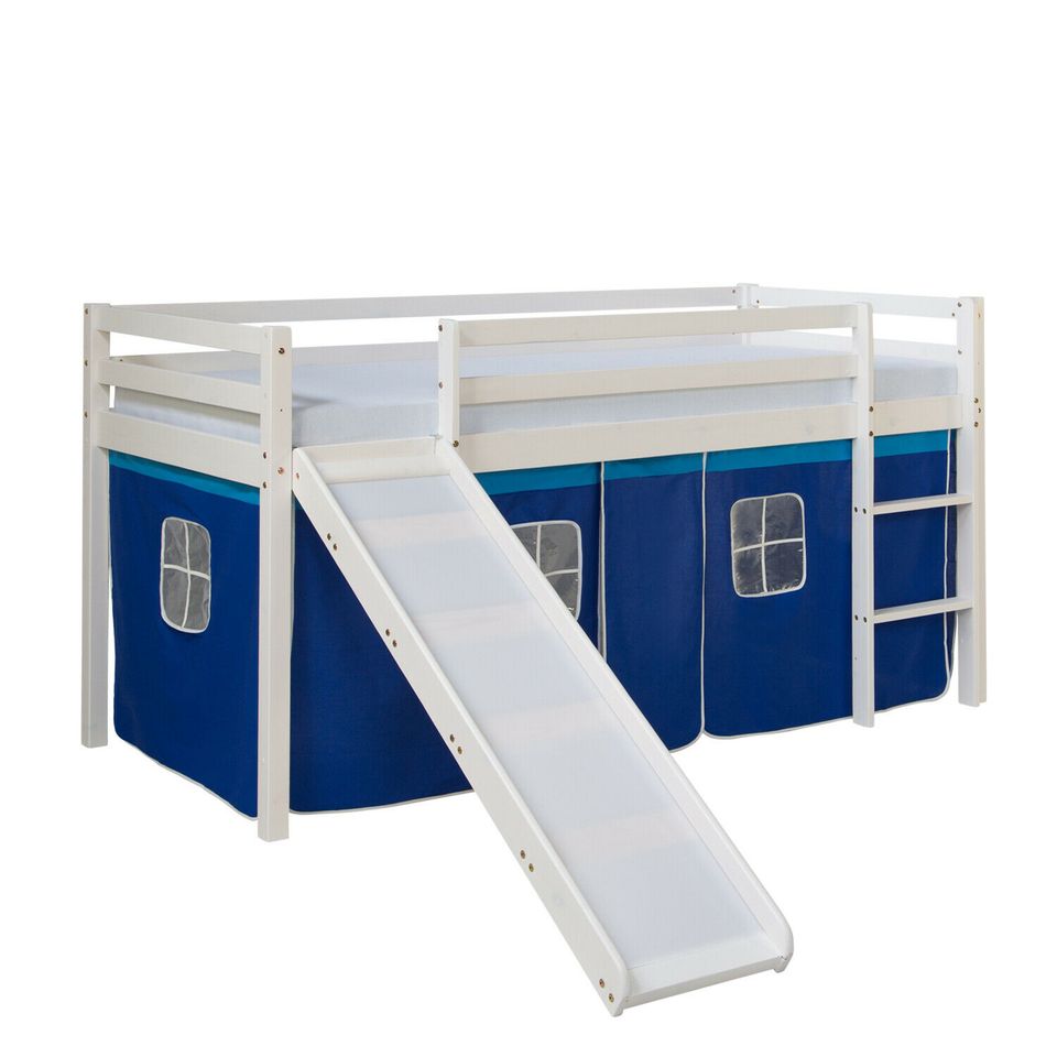 Hochbett Kinderbett Stockbett 90x200 cm Rutsche Vorhang VB169€* in Magdeburg