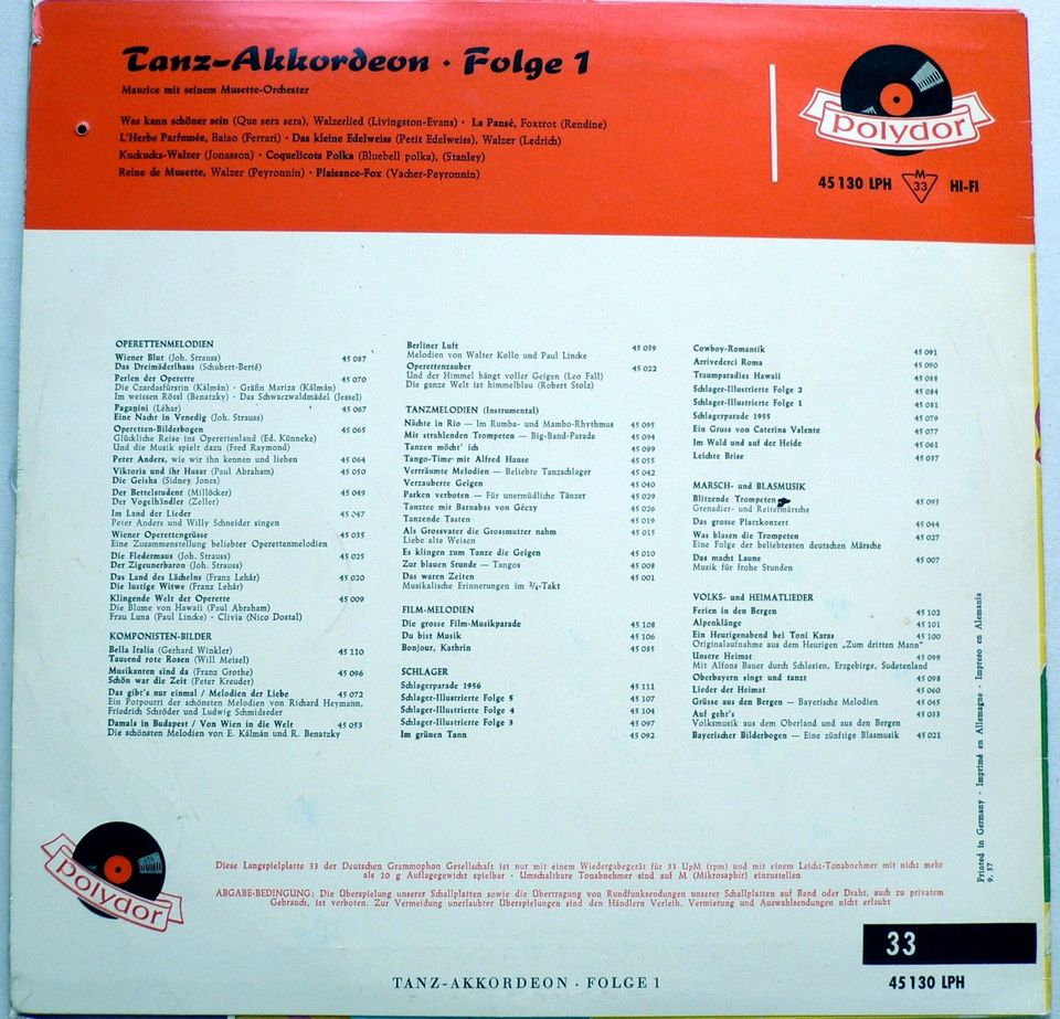 Schallplatten:  5 x  Akkordeon in Oberursel (Taunus)
