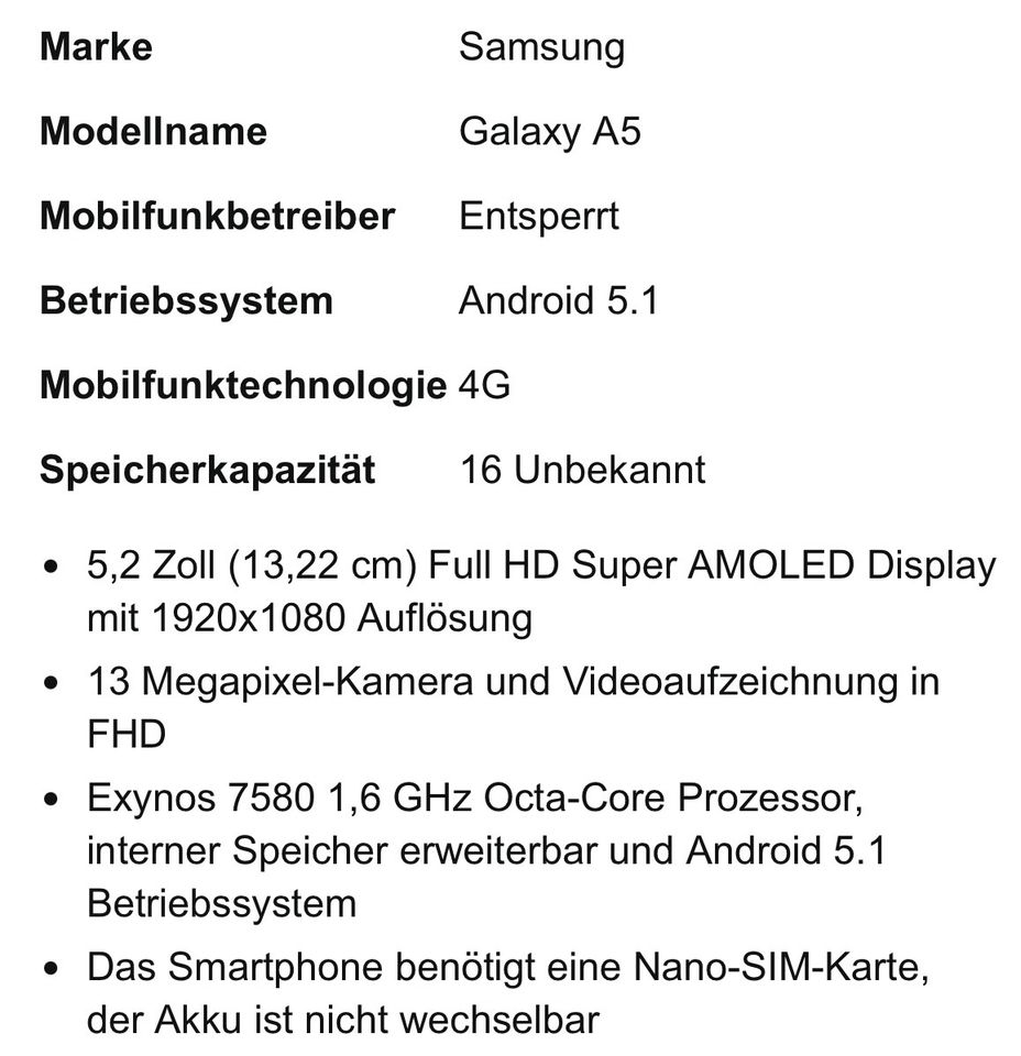 Samsung Galaxy A5 (2016), sehr gute Zustand in Bad Doberan