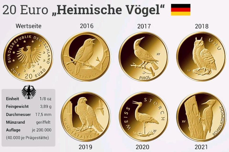 Komplettset "  Heimische Vögel " Goldmünze in Naumburg (Saale)