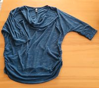 Fledermausshirt mit Wasserfallausschnitt Petrolblau mit Raffung Baden-Württemberg - Holzmaden Vorschau