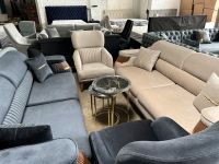 Sofa couch lounge Set grau beige gold holz samt neu Schlafsofa Hessen - Wiesbaden Vorschau