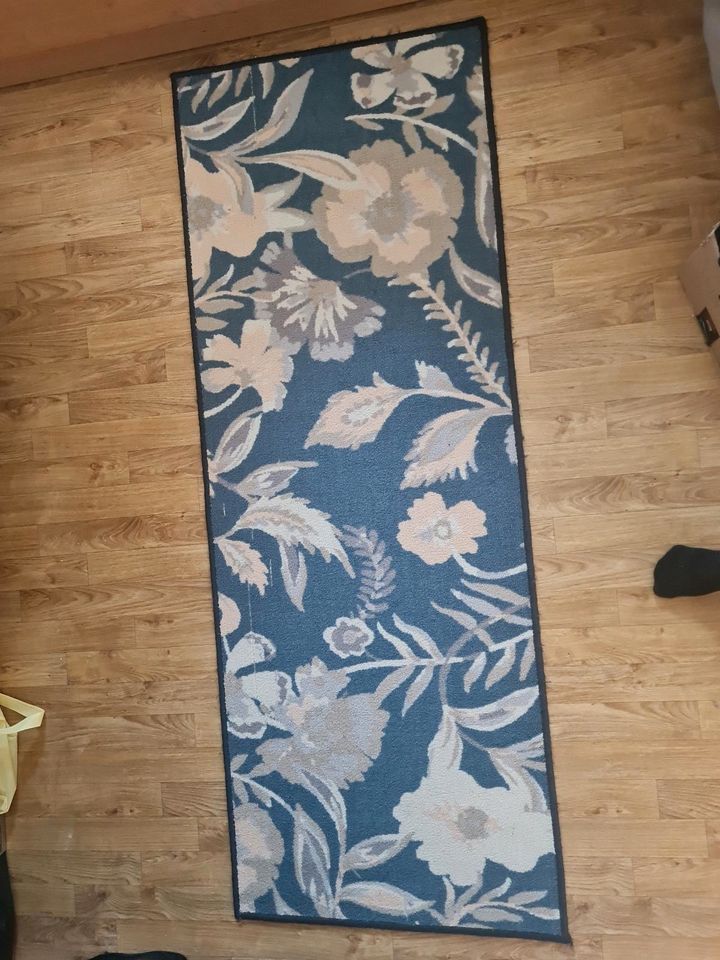 Teppich 67cm x 180cm Blau  weiß in Pirna