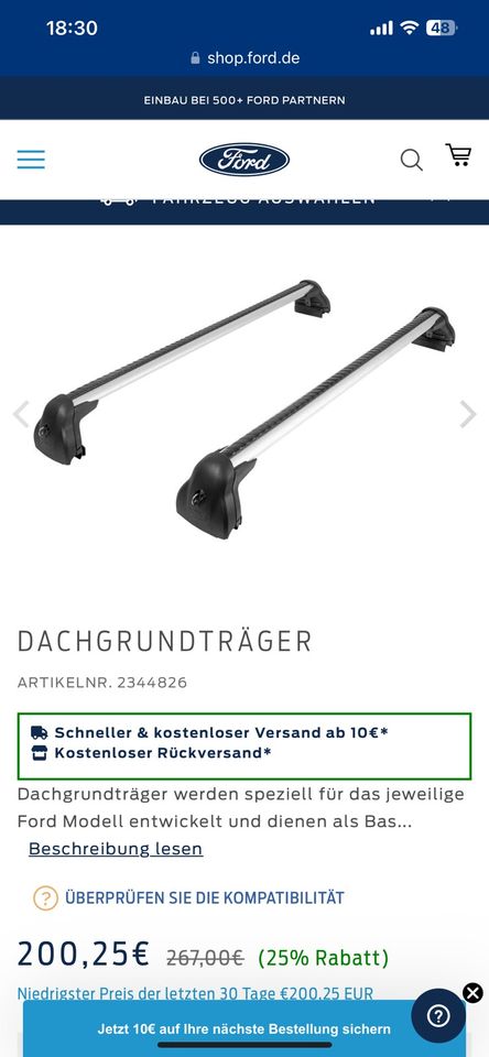 Dachgrundträger für Ford in Rodgau