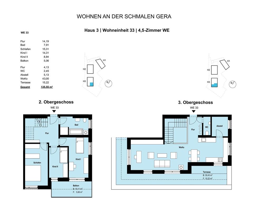 Extravagante 136 m² verteilt auf 4,5-Zimmer mit 2 großen Balkonen, Tageslichtbad und Fußbodenheizung in Erfurt