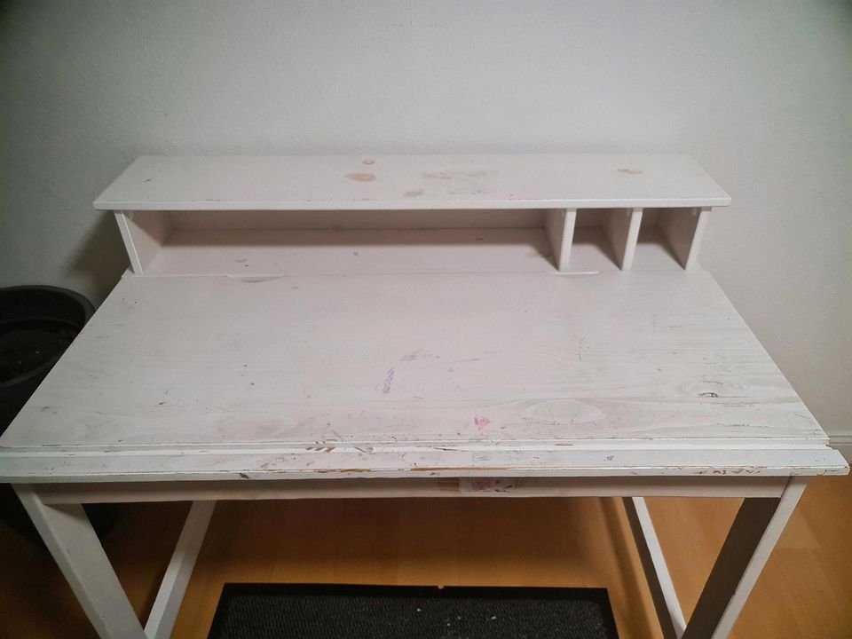 Massivholz Schreibtisch in weiß zum Aufklappen in Wuppertal