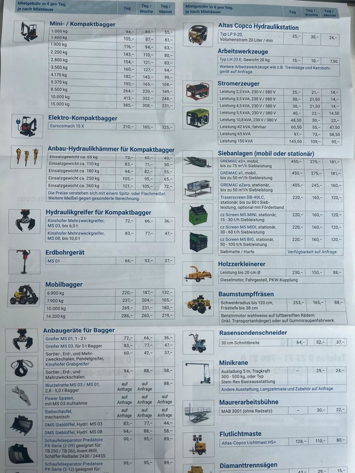 Baugeräte / Baumaschinen zu vermieten in Hagen