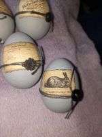 5 Shabby Eier grau Deko Ostern Label Kordel Knopf Hessen - Hadamar Vorschau