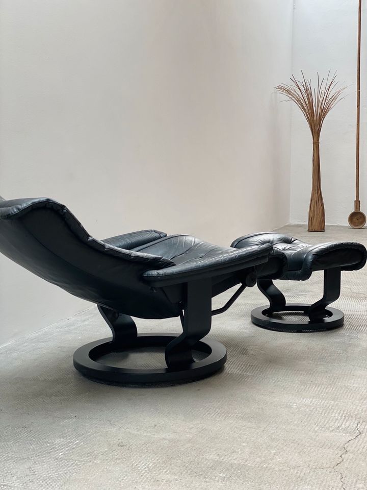 Stressless Ekornes Schwarz Relax Liege Drehsessel Sessel Leder in Reutlingen