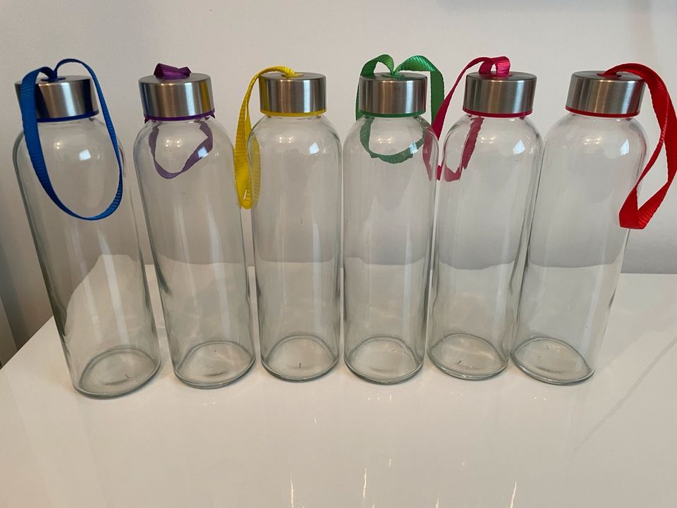 NEU 6x Glasflasche Trinkflasche Wasserflasche 6 x 500 ml BPA frei in Ettersburg