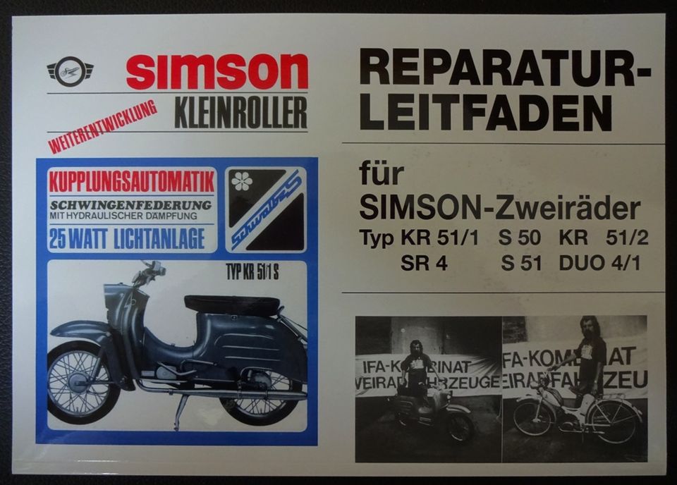 Reparatur Leitfaden Simson DUO SR4 KR51/1 S 50 51 KR51/2 u.v.m. in Einhausen (Thüringen)