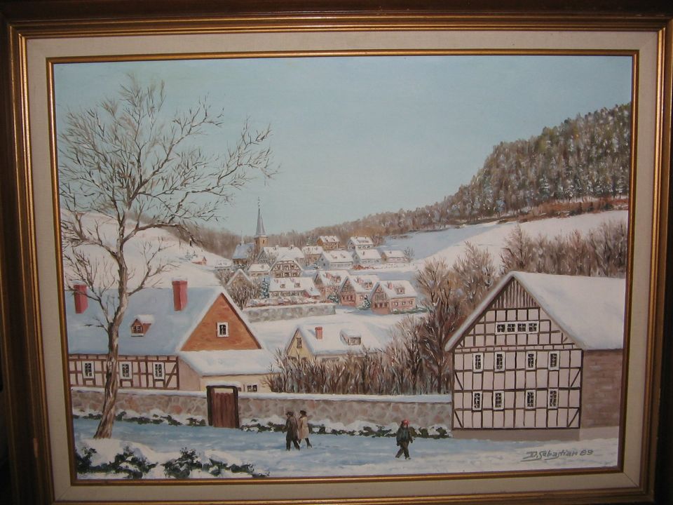 Bild Winterlandschaft Holzrahmen in Münzenberg