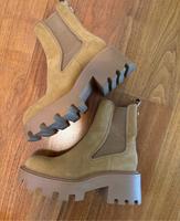 Zara Boots Stiefeletten 38 Leder braun beige Berlin - Steglitz Vorschau