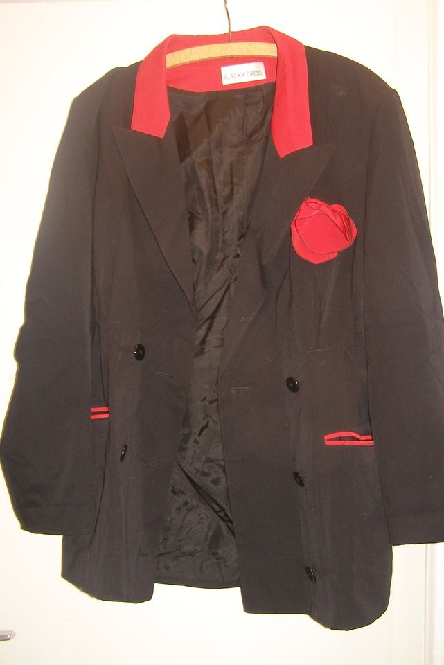 Blacky Dress Vintage Oversize Blazer schwarz rot mit Rose M/L 42 in Bremen