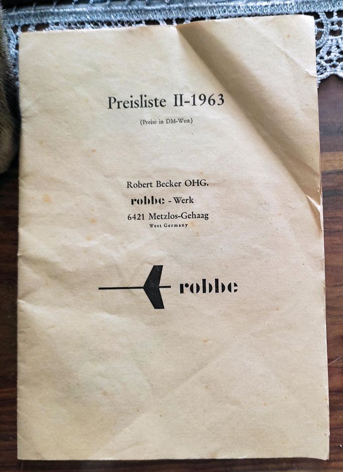 Robbe Modellbau Original Preisliste II-1963 in Baar-Ebenhausen