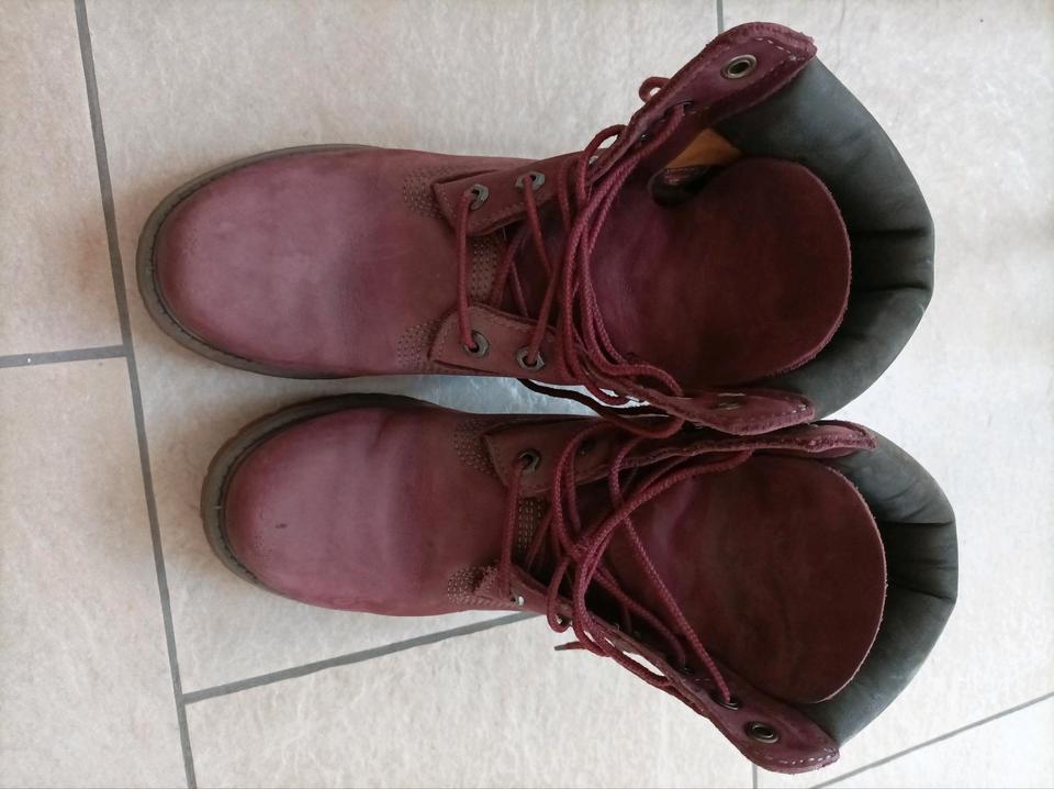 Original Timberland Boots Schuhe Leder in Weinrot Gr.37 in Biberach an der Riß