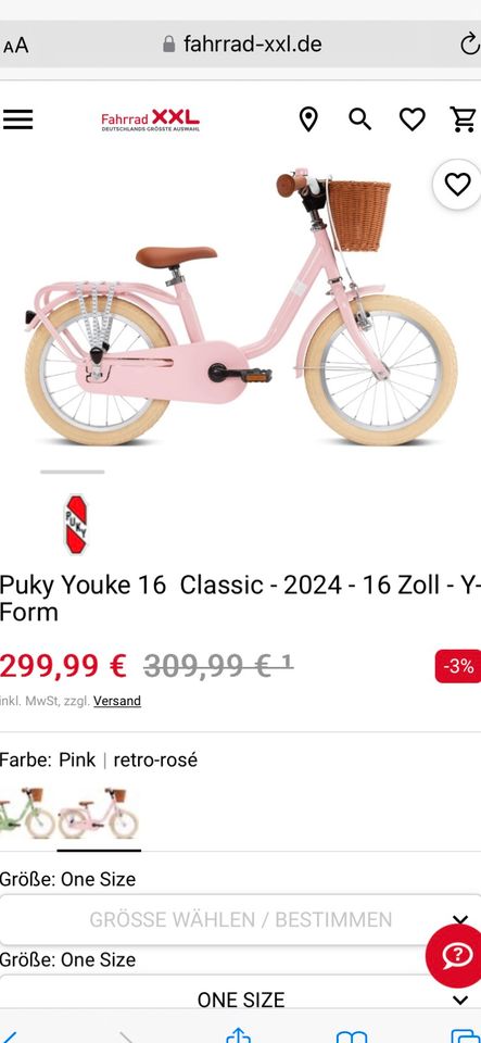 Neuwertiges PUKY Steel Classic Fahrrad 16 Zoll in Köln