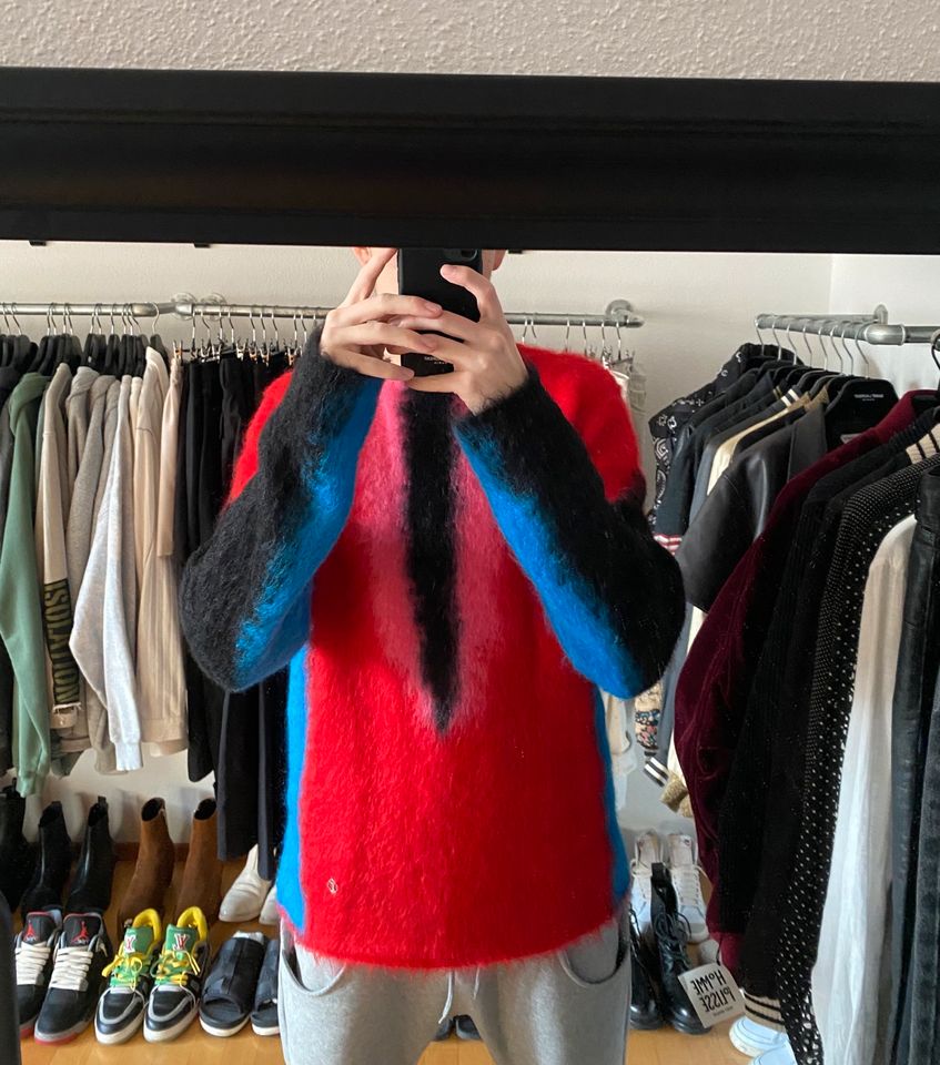 LV SS17 Impala mohair sweater in red black pink & blue SIZE:XXS/M