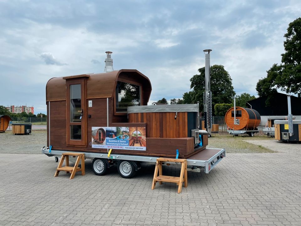 Mobile Sauna Badefass LUX Paket Mietsauna Trailer Wellness Oase in Stuhr