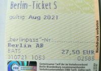 Berlin Ticket S August 21 ohne K.nummer Berlin - Charlottenburg Vorschau