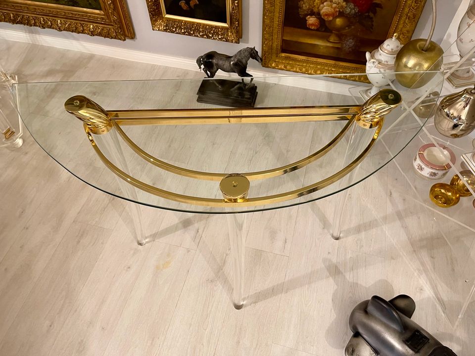 Exquisiter Acryl Plexiglas Tisch Sideboard Messing Gold in Rosengarten