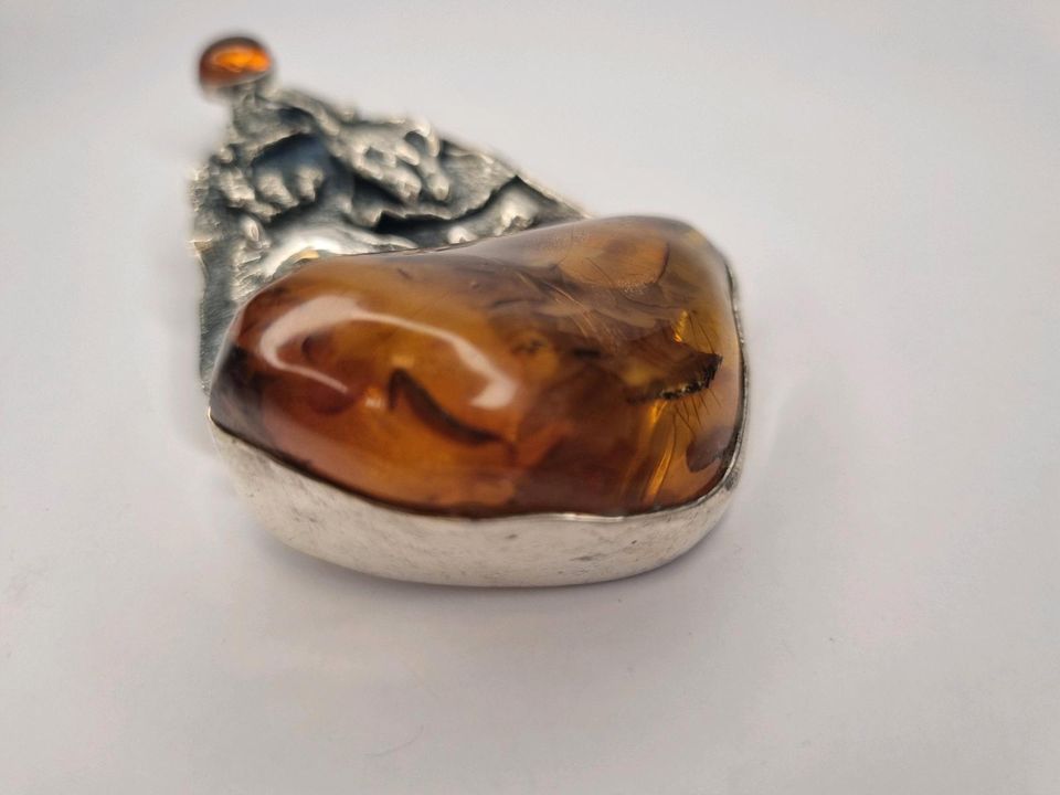 XXL Anhänger Bernstein Schmuck amber handmade Braun Honig Silber in Köln