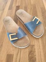 Scholl Pantoletten Leder blau Gr. 40 Hessen - Darmstadt Vorschau