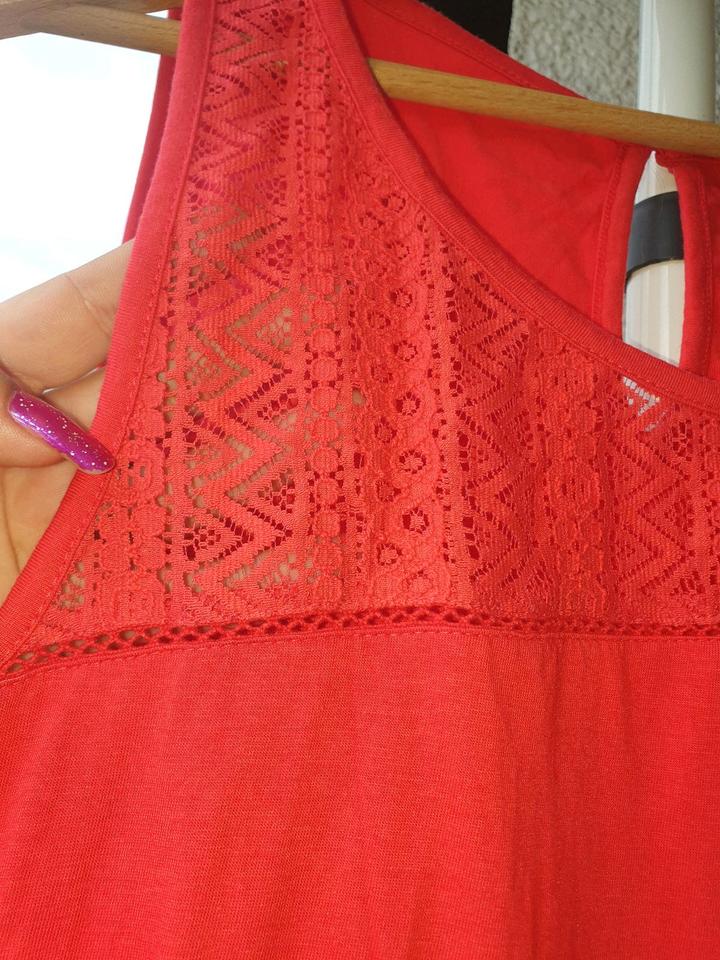 Top Shirt rot Gr. 44 / 46 Vokuhila transparente Spitze Tchibo in Bochum