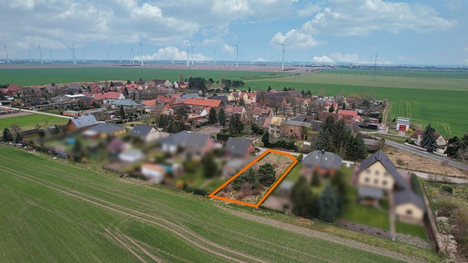 Baugrundstück von 780m² in einer ruhigen, ländlichen Umgebung mit unverbautem Blick aufs Feld in Raguhn