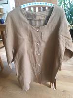 Bluse Hemd lang braun 3/4 Arm  Leinen Unikat XL Brandenburg - Falkensee Vorschau