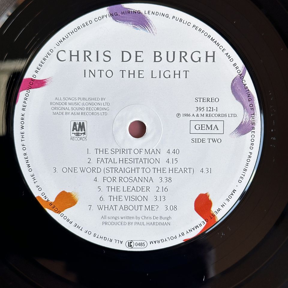 LP – CHRIS DE BURGH – INTO THE LIGHT in Hamburg