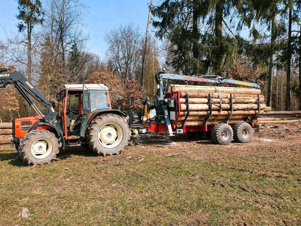 Brennholz-Transport, Rückearbeiten, Seilwindenarbeit, Waldarbeit in Grimmelshausen